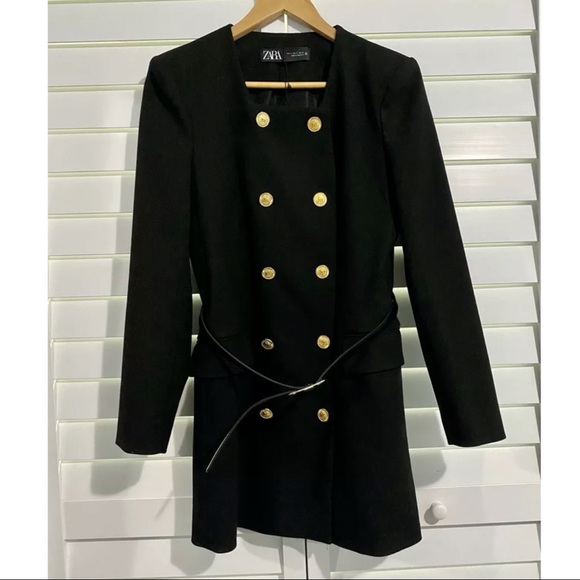 ZARA WOMAN NWT LONG BELTED BLAZER Belted Dress SIZE S. Sold Out $119.. - Picture 10 of 14